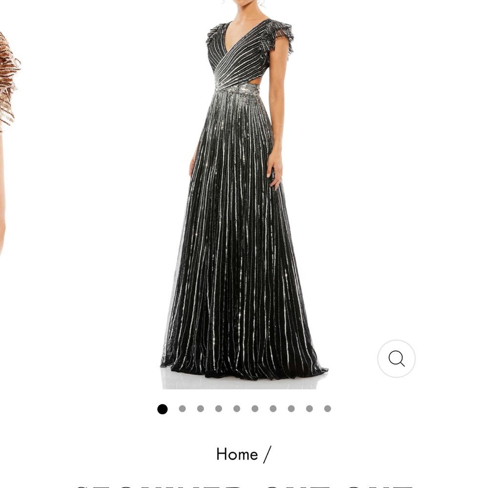 SEQUINED CUT OUT RUFFLED CAP SLEEVE LACE UP GOWN